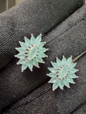 Aqua blue sterling silver studs